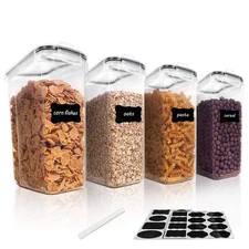 Set of 4 Airtight Cereal Containers, 135.2 fl oz, Pantry Storage – Black