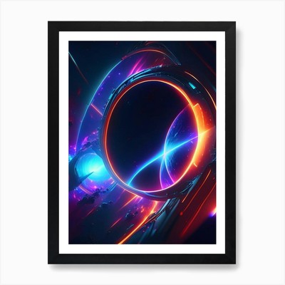 Quasar Neon Nights Space Art Print Framed Wall Art Poster Canvas Print Picture