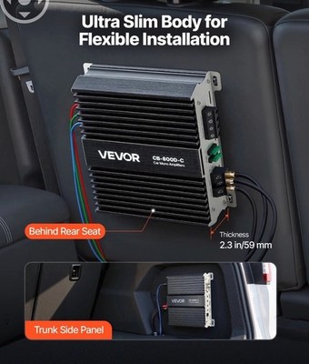 VEVOR Monoblock Car Amplifier Class D Subwoofer Amplifier 800W RMS 1/2/4 Ohm