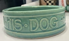 Vintage McCoy Pottery Turquoise Dog Dish Bowl "To Man's Best Friend His Dog"