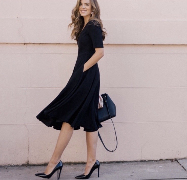 classic fit and flare dress Senza Tempo Fashion Carmel Dress - Black