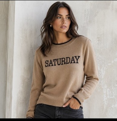 Neiman Marcus Women 100% Cashmere Saturday Sweater Beige Crew Neck Size Small