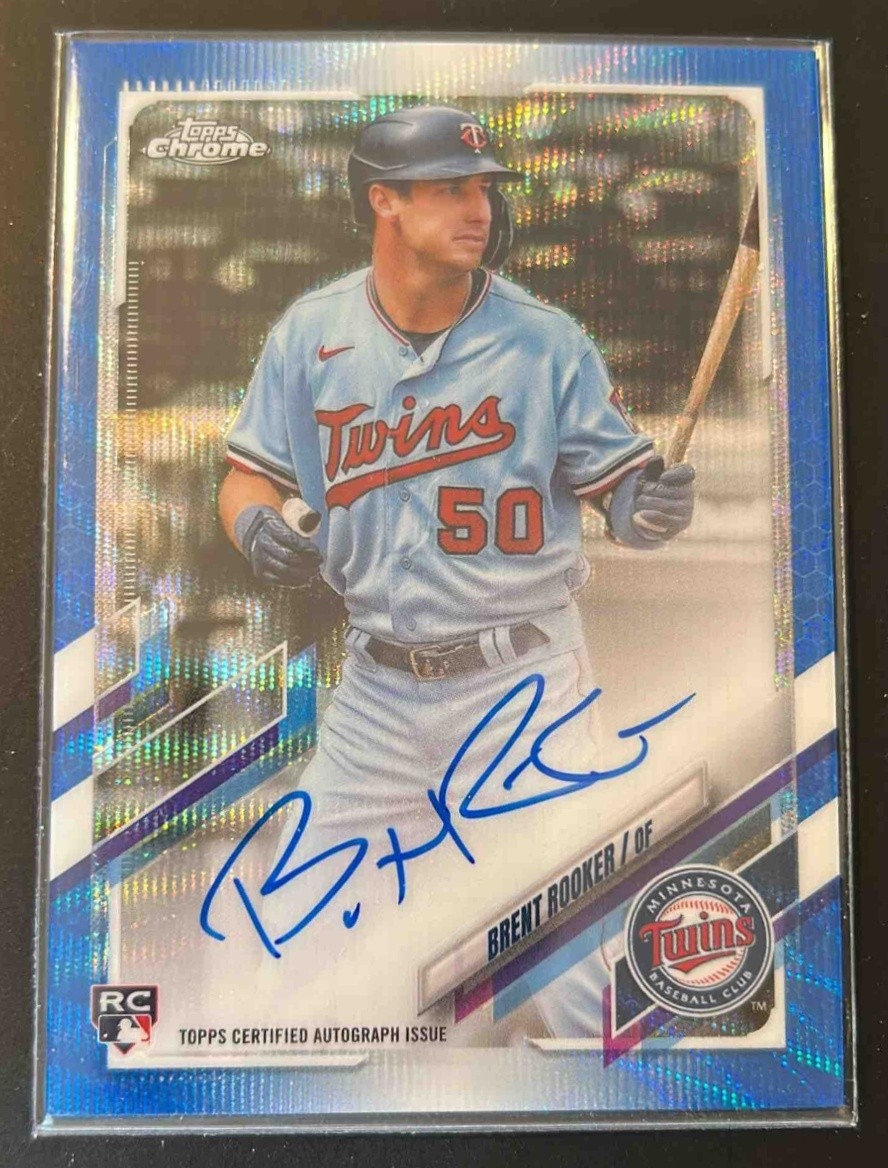 2021 Topps Chrome Brent Rooker #RA-BR Rookie Auto Blue Wave Refractor /150 RC