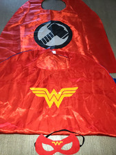 boys girls SUPER HERO CAPE WONDER WOMAN THOR RED EYE MASK PRETEND PLAY HALLOWEEN