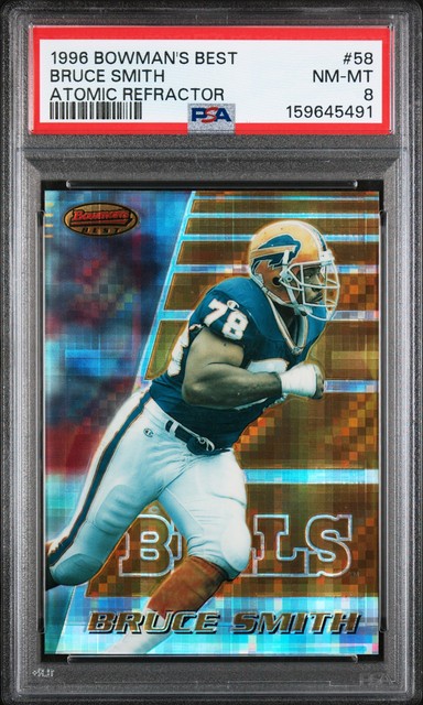 1996 Bowman's Best #58 Bruce Smith Atomic Refractor PSA 8 Low Pop Bills