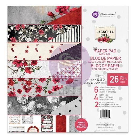 Prima Marketing 12""x12"" Double-Sided Paper Pad 26pcs - Magnolia Rouge