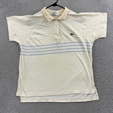 Vintage Lacoste Shirt Womens XL White Short Sleeve Polo Sport 90s Golf Striped