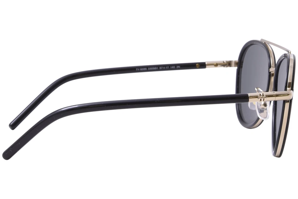 Очки солнцезащитные женские Tory Burch TY6089 33056V черные/темно-серые зеркальные со вспышкой 57 мм - Изображение 3 из 4
