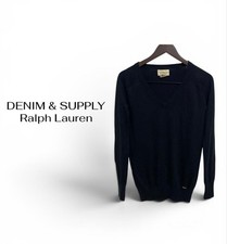 DENIM  SUPPLY Ralph Lauren Men's Black V-Neck Sweater Slim Fit FE BHA