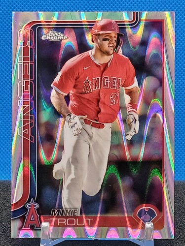Mike Trout RayWave Refractor 2025 Topps Chrome #100 Los Angeles Angels - Picture 4 of 8