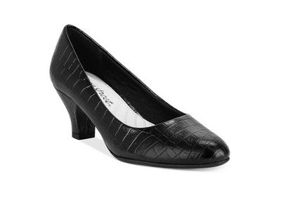 Easy Street Women's Round Peep Toe Fabulous Pumps Shoes Black Croco Size 9.5