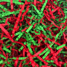 Red Green Crinkle Cut Paper Shred Filler 2 LB Gift Box Basket Packing