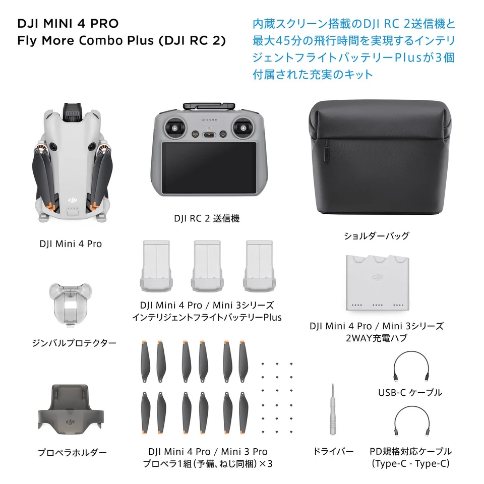 DJI Mini 4 Pro Fly More Combo Plus Drone RC2 3 Batteries Japan #N949 - Image 2 of 4