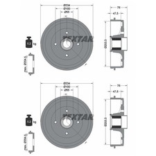 2X TEXTAR 203,3mm BREMSTROMMELN HINTEN PASSEND FÜR DACIA LOGAN SANDERO LADA