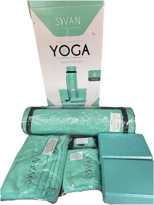 Sivan Health & Fitness Yoga Set 6-Piece Mat Blocks Strap Towels Turquoise
