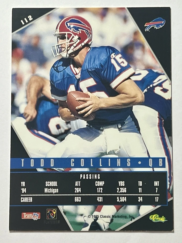 1995 Classic Images Limited Live Todd Collins #112 Buffalo Bills - Image 2 of 2