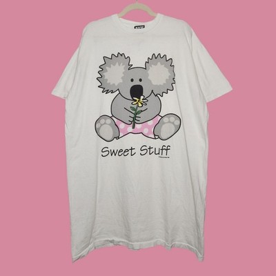 Vintage Koala Sweet Stuff Nature Sleep Shirt Oversized White Single Stitch Doze