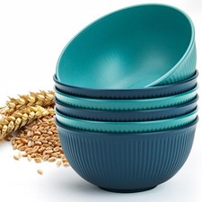 LIANGKEN Unbreakable Cereal Bowls 24 oz, Plastic 24OZ, blue-green