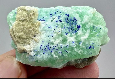 180 Carat Lovely Oceanic Green Aragonite With Azurite Crystals From Afghanistan