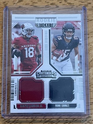 2024 Contenders Rookie Ticket #DS-12 Rome Odunze Marvin Harrison (RC) Dual Patch