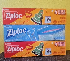 3 Ziploc Limited Edition Holiday Gallon Freezer and Storage Slider Bags