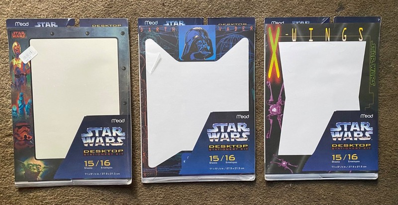 1996 vintage Mead Star Wars Stationary set lot of 3 - Darth Vader, X-Wings, C3PO