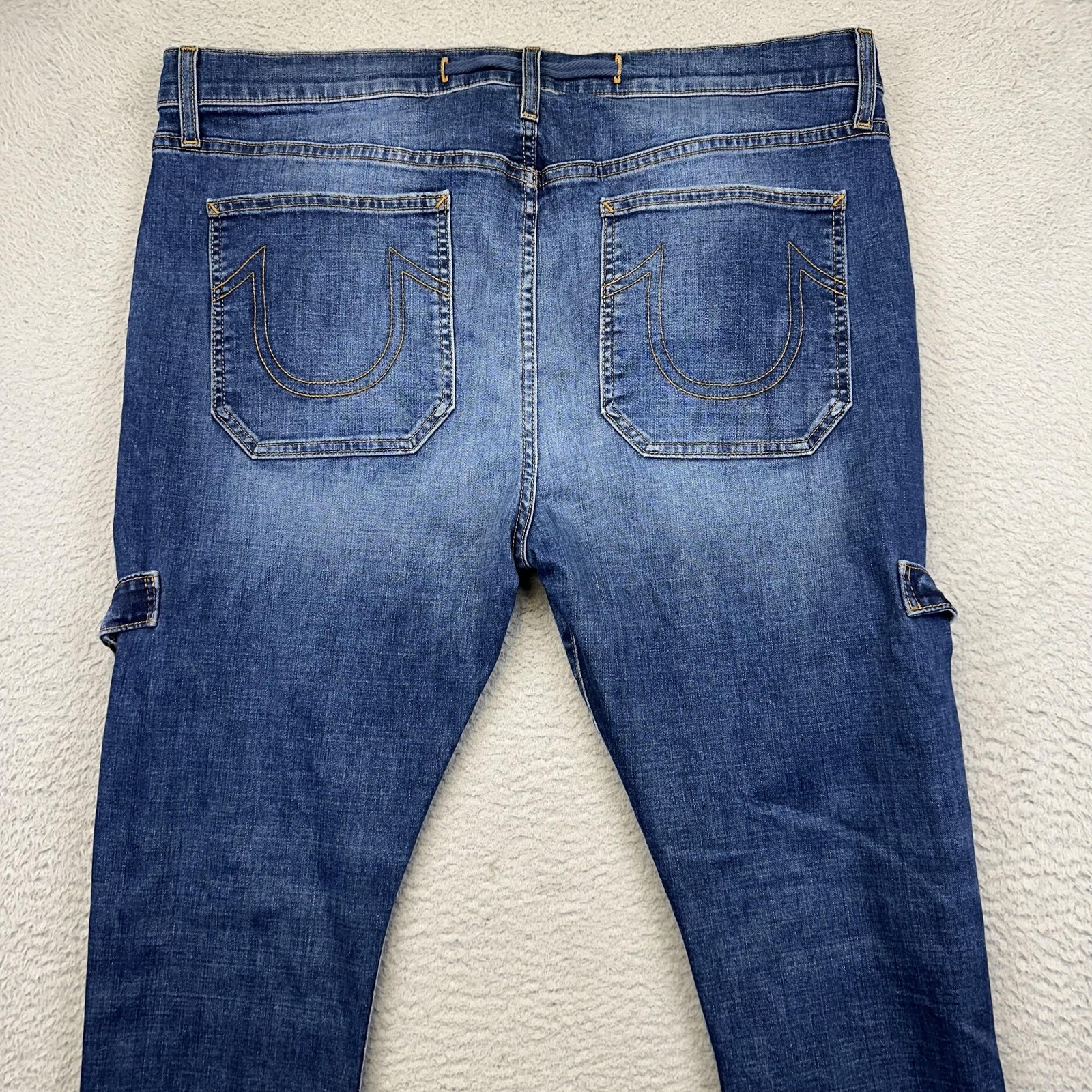 True Religion Jeans Mens 38 Blue Stretch Denim Buckle Detail Made USA Modern Fit thumbnail 6