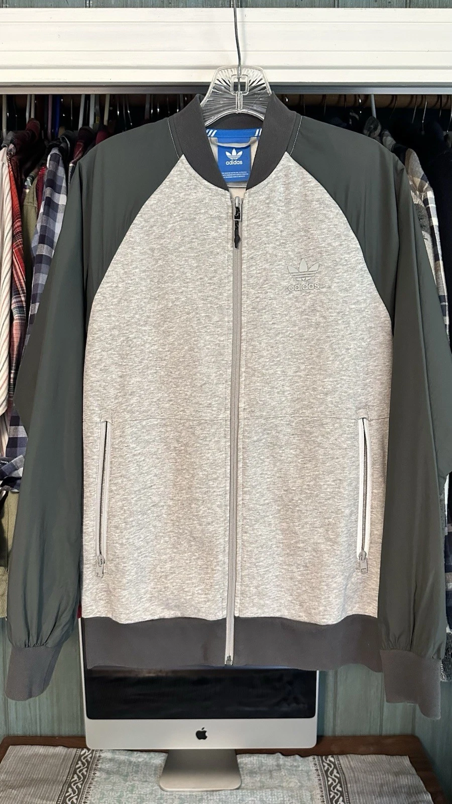 Adidas Super Soft Fleece Warm Up Jacket Gray Men’s S - product detail image 2