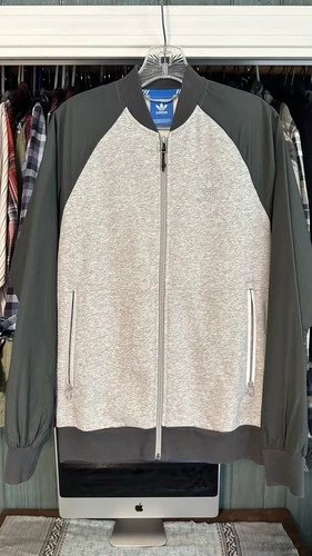 Adidas Super Soft Fleece Warm Up Jacket Gray Men’s S image 2