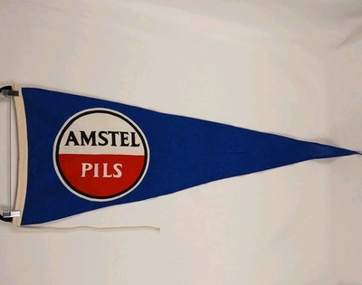 Amstel Pils Brewery Pennant Flag Vtg. Promo Collectible Triangle blue/white/red