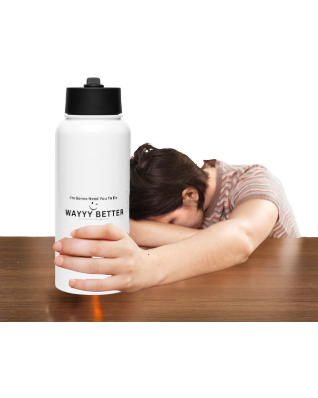 Stainless steel water bottle with a straw lid
