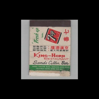 Matchbox Cover 7Up King-Horn Restaurant Sands Cellar Bar Hong Kong