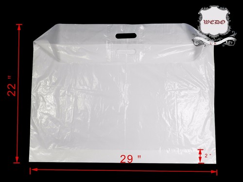 Sacchetti porta plastica 29" x 22" x 3" manico toppa bianco forte marca UK 250pz - Foto 2 di 7