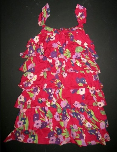 Gap kids girls sleeveless pink purple floral ruffle rumba tiered tank dress 8 M - Picture 3 of 3