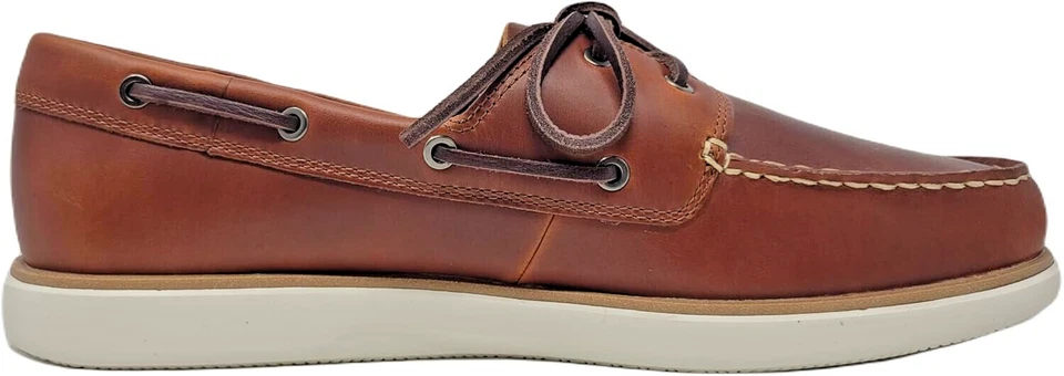 Cole Haan Para Hombres Marrón Tostado Marfil Grand Atlantic Cuero Barco Zapato Talla 12 CH-011 Foto 2 de 4