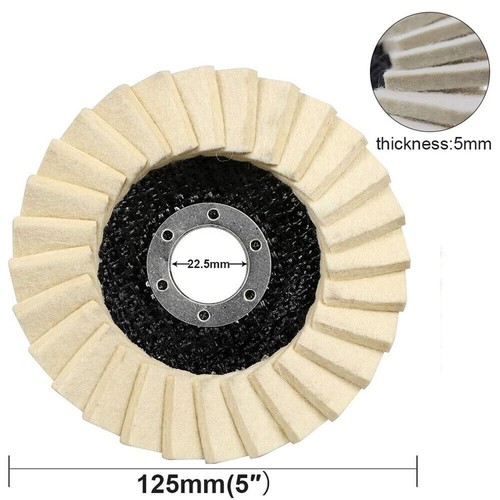 2x 5" Wool Felt Flap Disc Metal working Polishing Buffing Wheel Angle Grinder - Picture 2 of 4