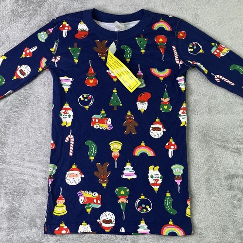 Hanna Andersson Pajama Top Girls 14 160 cm Christmas Graphic Blue Long Sleeve - Picture 2 of 12