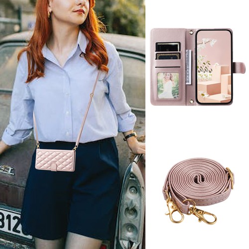 For Various Phone Wallet Case +Crossbody Strap Leather Flip Stand Cover Card Bag - Picture 2 of 13