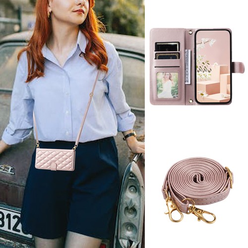 For Various Phone +Crossbody Strap Wallet Case Leather Flip Stand Cover Card Bag - Picture 1 of 13