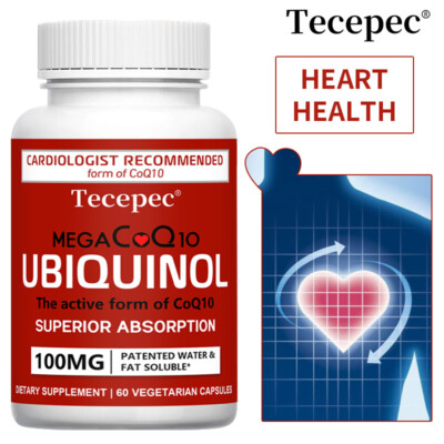 CoQ10 Ubiquinone High Absorption Q10 Coenzyme 100mg 120 Vegetarian Softgels Caps