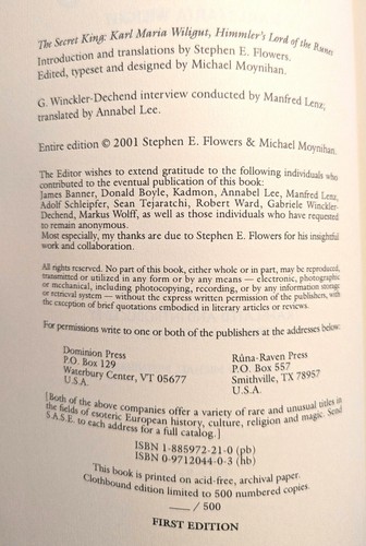 The Secret King : Karl Maria Wiligut, Himmler's Lord of the Runes 1st ed 2001 PB - Picture 4 of 6