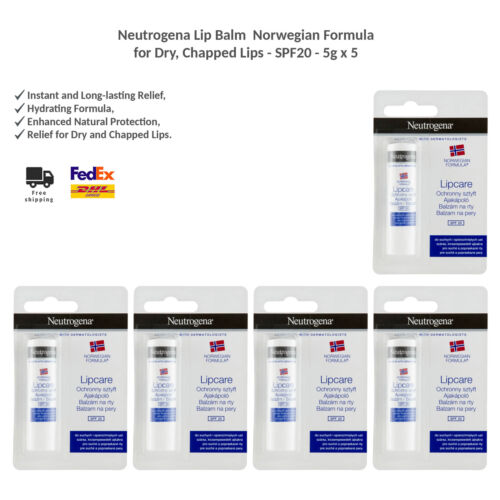 Neutrogena Lippenbalsam Norwegische Formel für trockene, rissige Lippen LSF20 5g x 5
