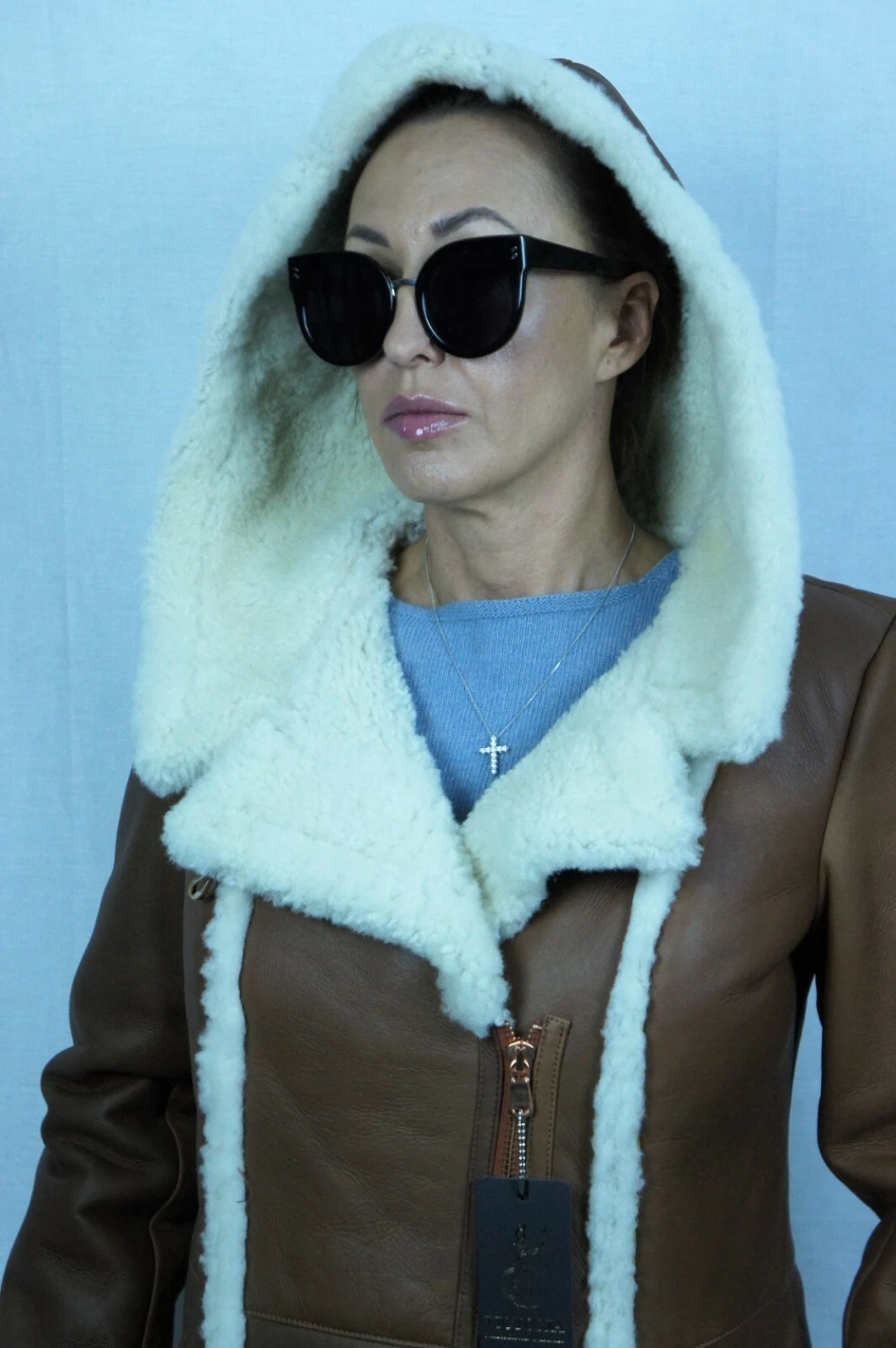 OFF WHITE Cappuccio Giacca Cappotto Giacca Cognac Orange 100% VERA PELLE DI PECORA NUOVO CON ETICHETTE XS 6XL