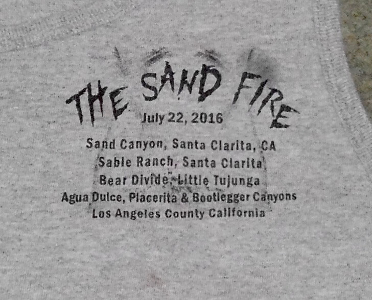SAND FIRE July 22 2016 Fire Dept Santa Clarita Agua Dulce LA CA tank top shirt L