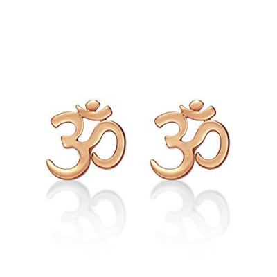 Rosévergoldete 925 Sterling Silber Göttliche OM Ohrstecker für Damen