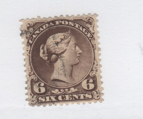 CANADA #27f 1868 first printing USED black brown paper D2 Plate 1 #27f 6c