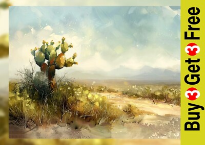 Sunlit Desert Cactus 5''x7'' Druck auf mattem Papier | Serene Southwestern Artwork