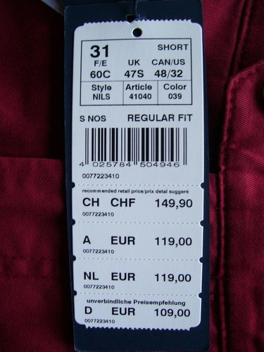 ATELIER GARDEUR Nils Herren Stretch Hose gerades Bein rot Gr 32 W50 L34 neu - Bild 5 von 7