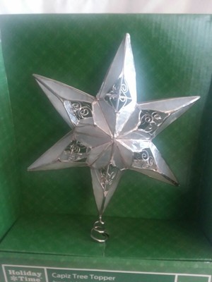 Holiday Time Tree Topper With Silver Accents.  8.5'' X 6.5'' New In Box