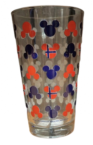 Disney Parks Epcot Norway Floral Mickey Icon Glass Cup New With Tag